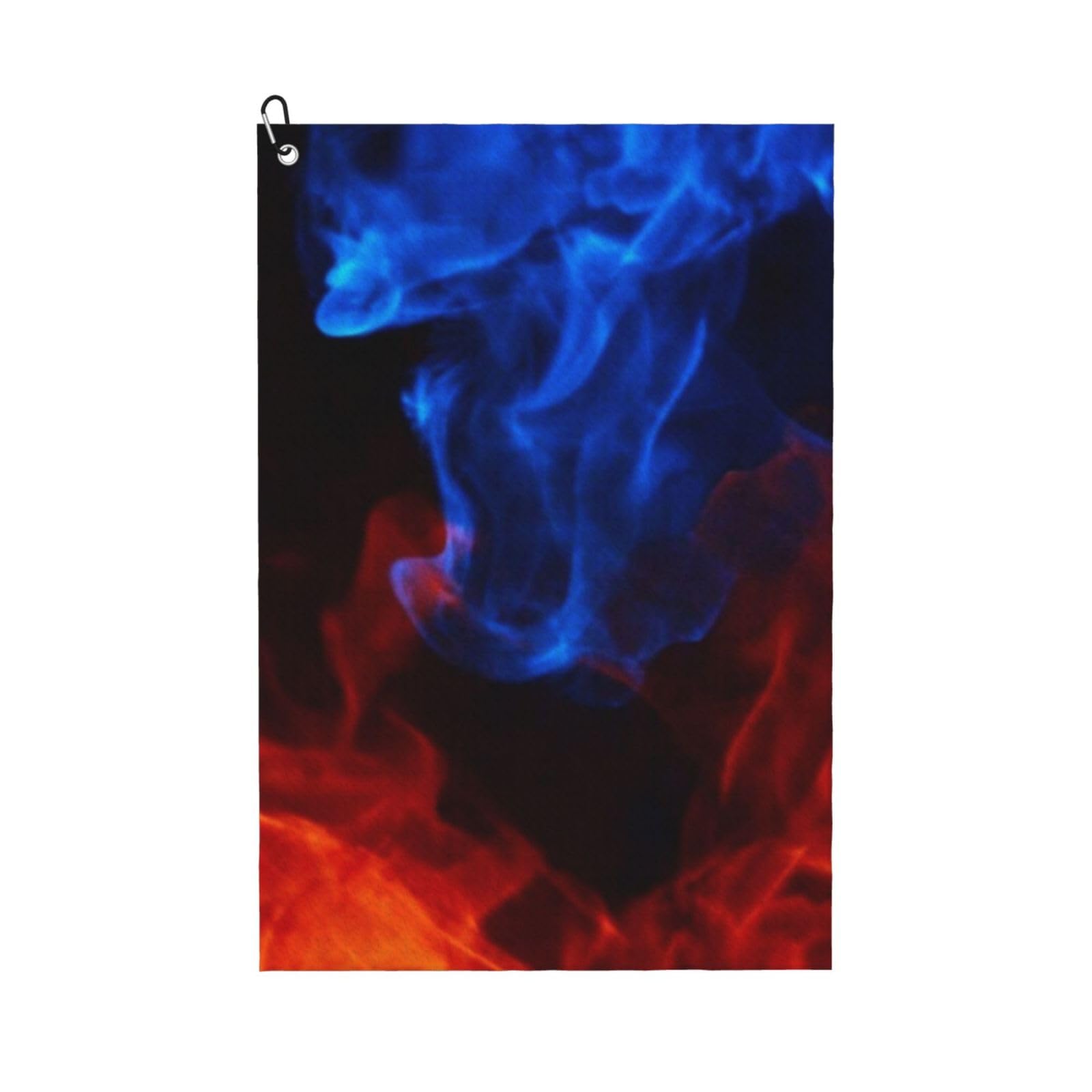 Hnnkloy Red And Blue Flame, 16x24 in Portable Waffle Golf Towels with Carabiner Clip for Golf Bag