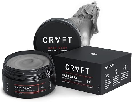 CRVFT Hair Clay 2oz | Medium Hold/Zero Shine Matte Finish | Add Volume & Texture | Ideal for Textured, Short & Medium Styles | Reworkable | [High Density] Clay Base, Stylist Approved [Unscented]