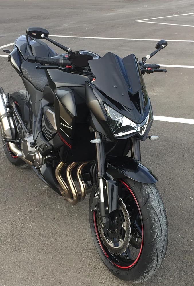 avdb-moto Szyba/Deflektor wiatru kompatybilny z KAWASAKI Z800 Z-800 2013-2016 Z poliwęglanu (Czarny Podwójna krzywizna)