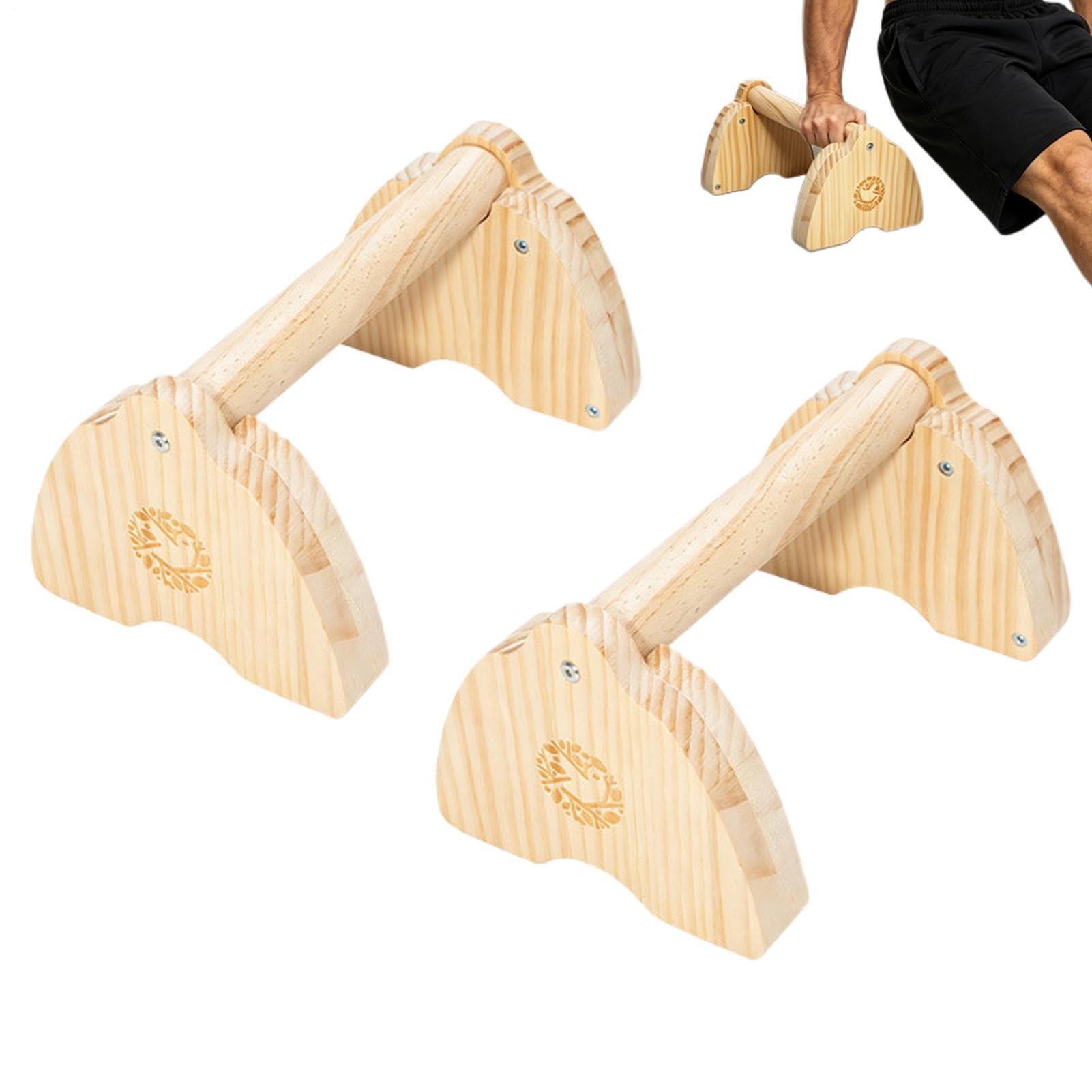 Push Up Bar - Wooden Parallettes | Non-Slip Pine Dip Stand