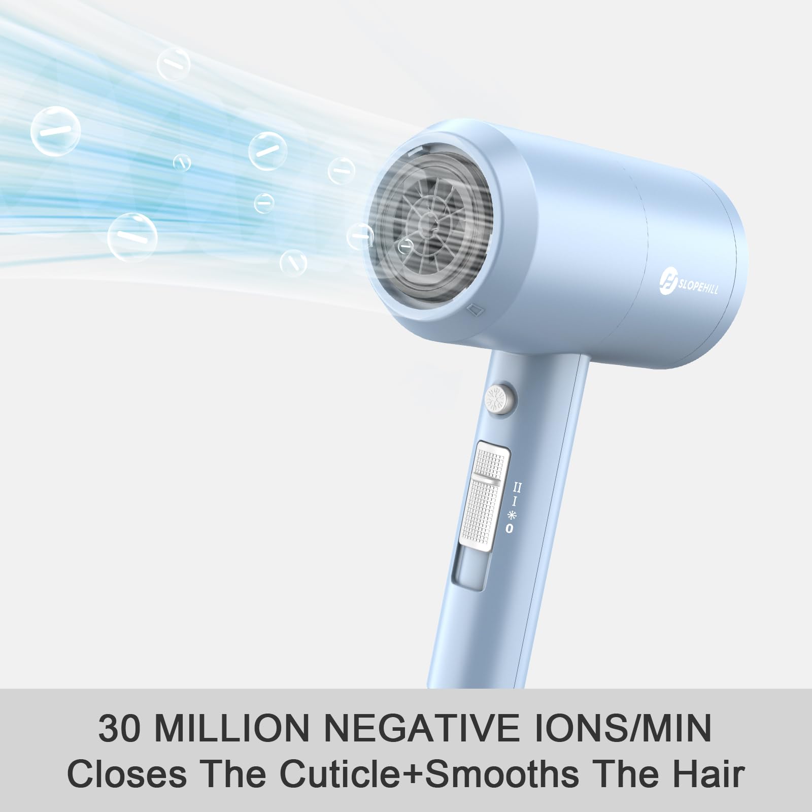 Phon Ionico, Slopehill Asciugacapelli Professionali con Motore AC 1800w per Asciugatura Rapida, Pulsante Caldo/Freddo, 1 Diffusore 2 Concentratori, 3 Impostazioni Di Temperatura (blu)