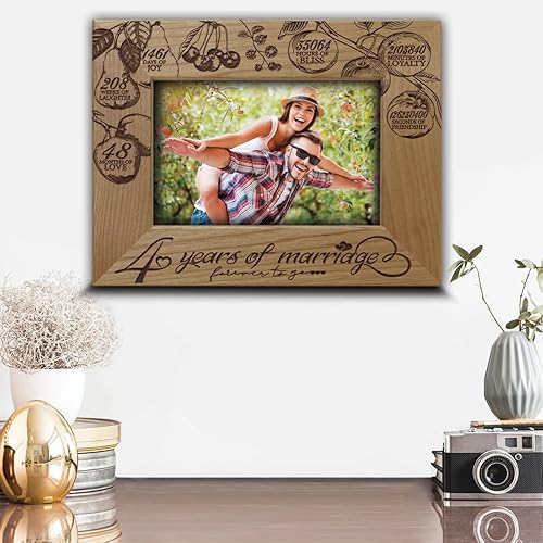 Miniatura 2 de BELLA BUSTA -4 años de matrimonio-Regalo tradicional de frutas para 4 aniversario de boda para esposa, marido, pareja - Marco de fotos de madera