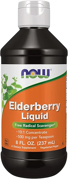 NOW Foods Supplements, Elderberry Liquid 500 mg, 10:1 Concentrate, Free Radical Scavenger*, 8-Ounce