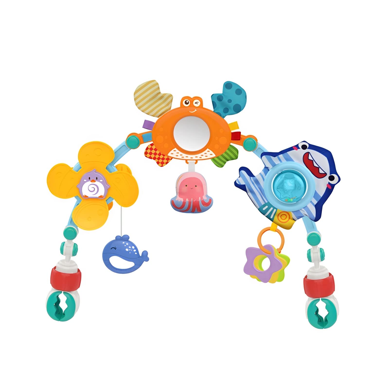 Beauenty Travel Arch Bassinet Toys for Infant & Toddlers,stroller Bouncer Toy Crib Accessory for 0-12 Months Newborn,foldable Car Seat Toys for Senses and Motor Skills Development Indoor and Outdoor