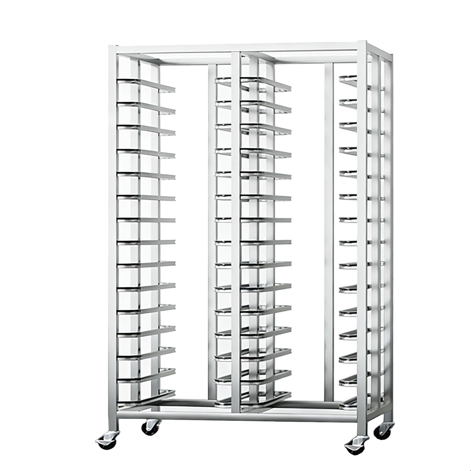 Scaffale da Forno Professionale con Ruote bloccabili - Robusto e Veloce, Ideale per asciugare e conservare in Modo efficiente Grandi pagnotte da Cappuccino e pasticcini, con 30 Ripiani.