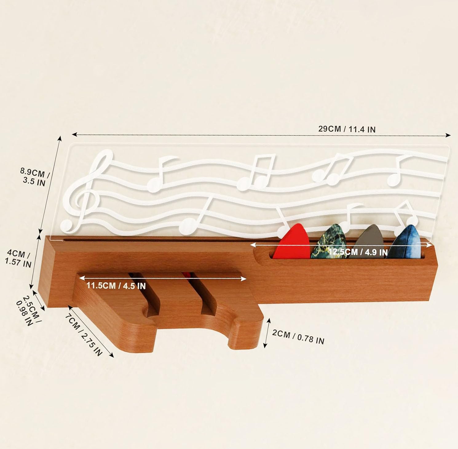 YIMOYIYA Light Up Guitar Stand Wall Mount with Pick Holder?Guitar-Hangers? Wooden Guitar Display Shelf with Hanging Feature?Guitar Accessories Gift for Guitar Players