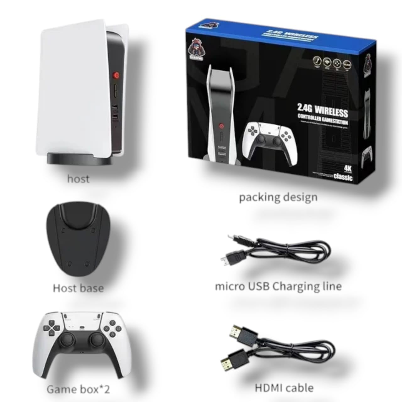 GAME GURU M5 4K Retro Video Game Console - 15,000+ Free Games, Plug & Play TV Gaming Box with 2 Wireless Controllers, HDMI Output, Lightweight Design, Compatible with PS-1/CPS/FC/GBA/Arcade Games 2