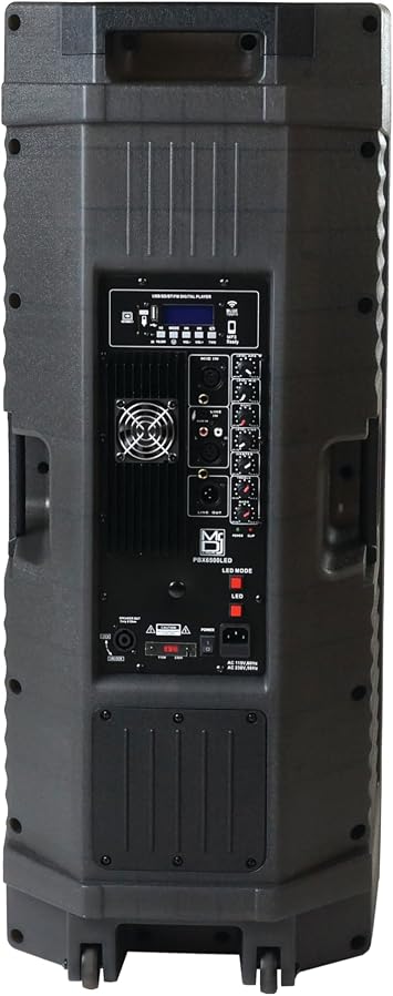 Mr. Dj PBX6500LED Prime Professional Dual 15 3-Way Full-Range Powered/Active DJ PA Live Sound Loudspeaker