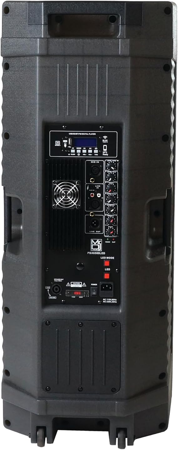 Mr. Dj PBX6500LED Prime Professional Dual 15 3-Way Full-Range Powered/Active DJ PA Live Sound Loudspeaker