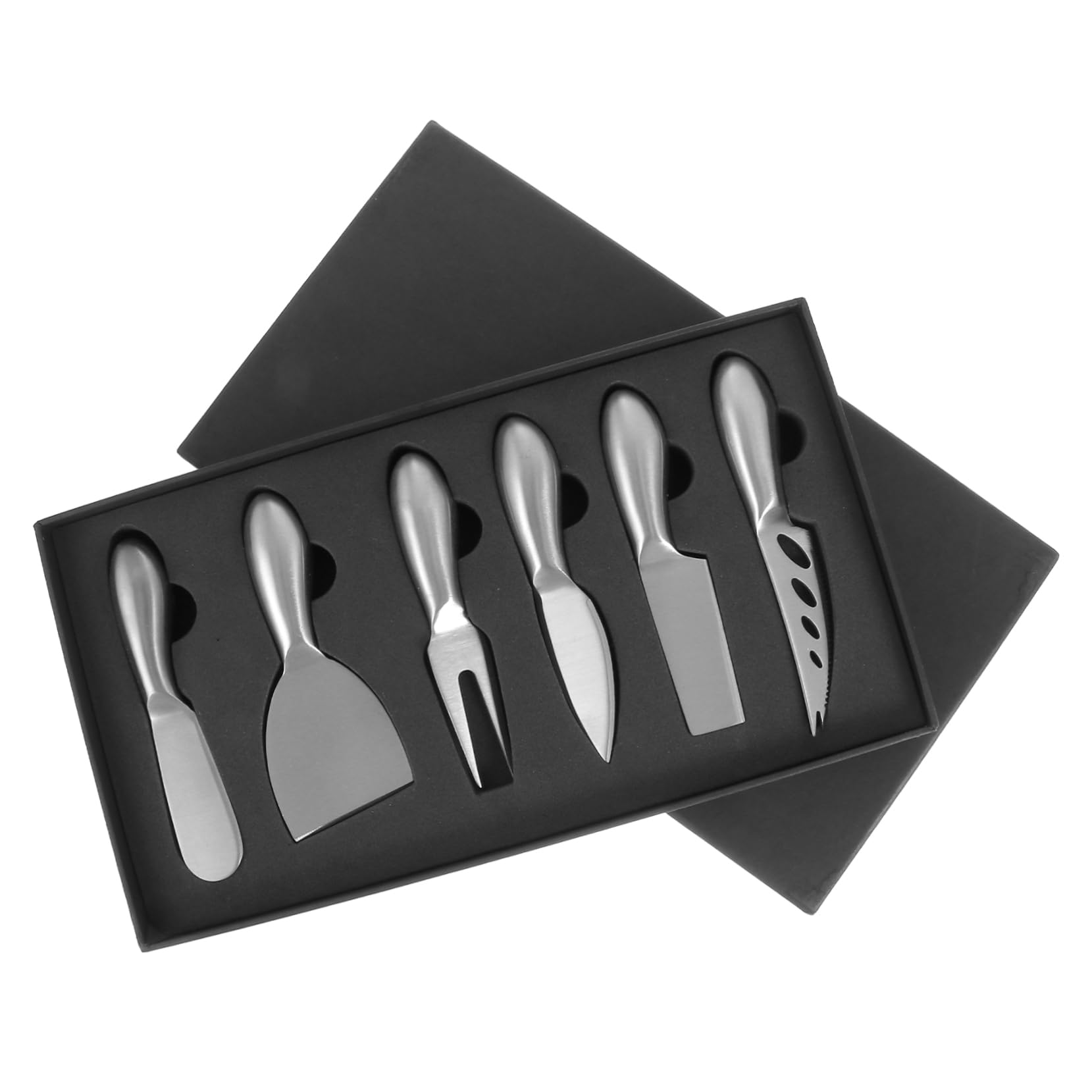 Unomor 6pcs Silver Cheese Knife Set Stainless Steel Cheese Slicers Butter Cutters for Kitchen Supplies