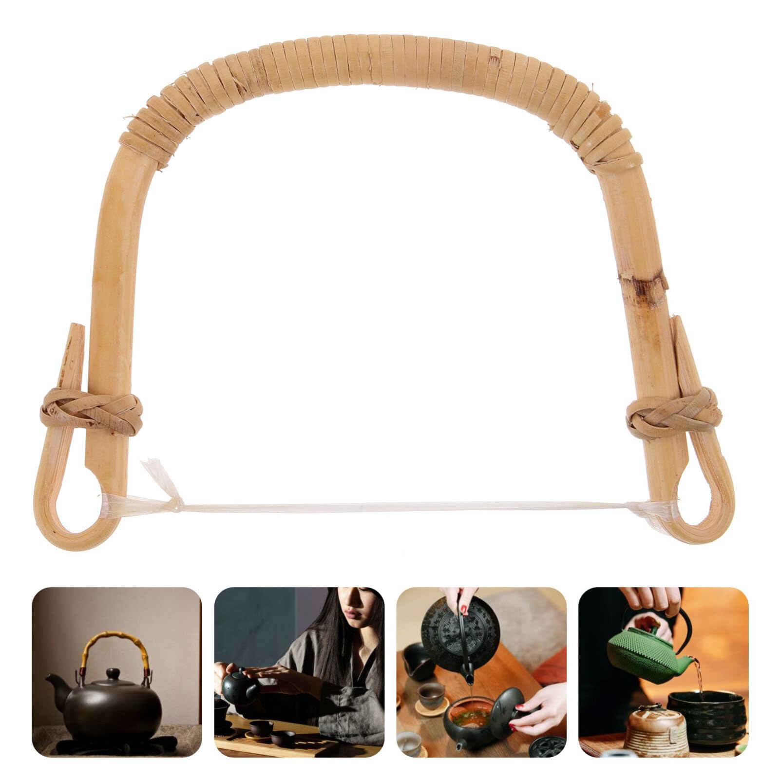 Garneck Tiradores de tetera de madera, mango de repuesto para caldera de hierro, mango de protección contra quemaduras intercambiable, asas de bambú para olla de cerámica, accesorios de cerámica