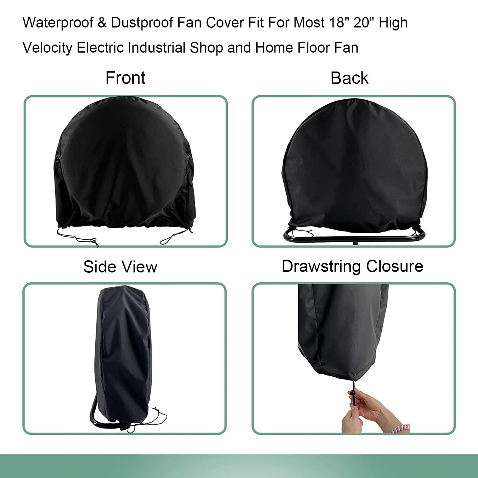 Cubierta de ventilador de piso industrial, cubierta de ventilador impermeable y a prueba de polvo, apta para la mayoría de ventiladores de piso de 18 y 20 pulgadas de alta velocidad para 3
