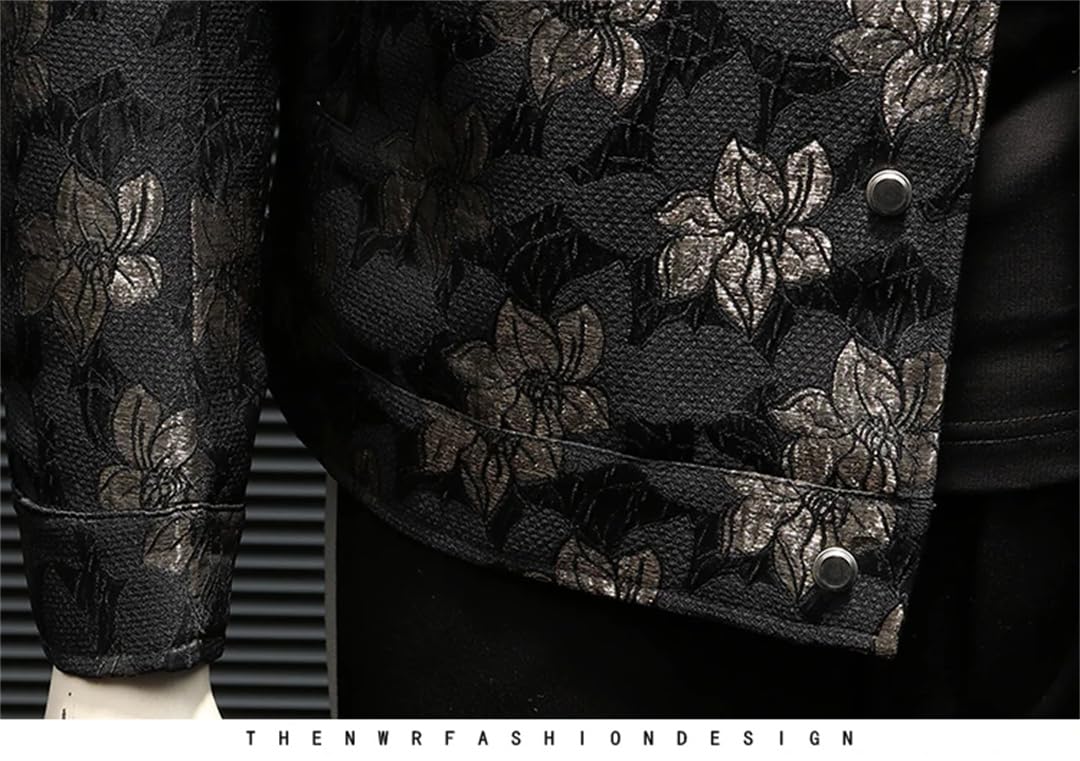 Męska wiosenna kurtka z haftem kwiatowym Slim Fit Business Coats Social Streetwear kurtka bomberka