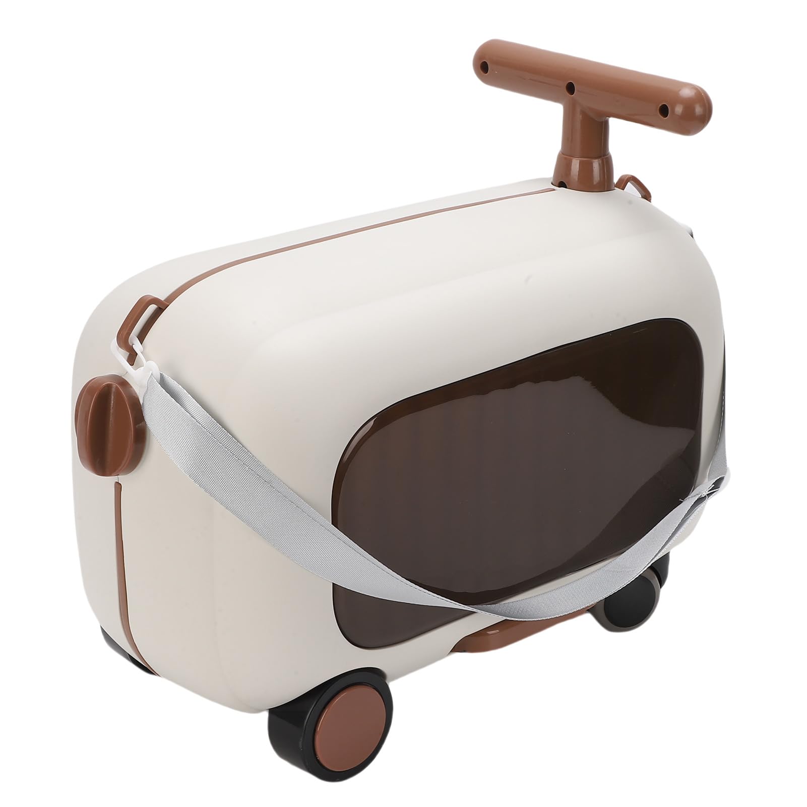 Paseo en la maleta para niños, niños montar en equipaje, 90 grados pedal plegable gran capacidad multifunción niño móvil maleta para viajes, Marrón, Casual