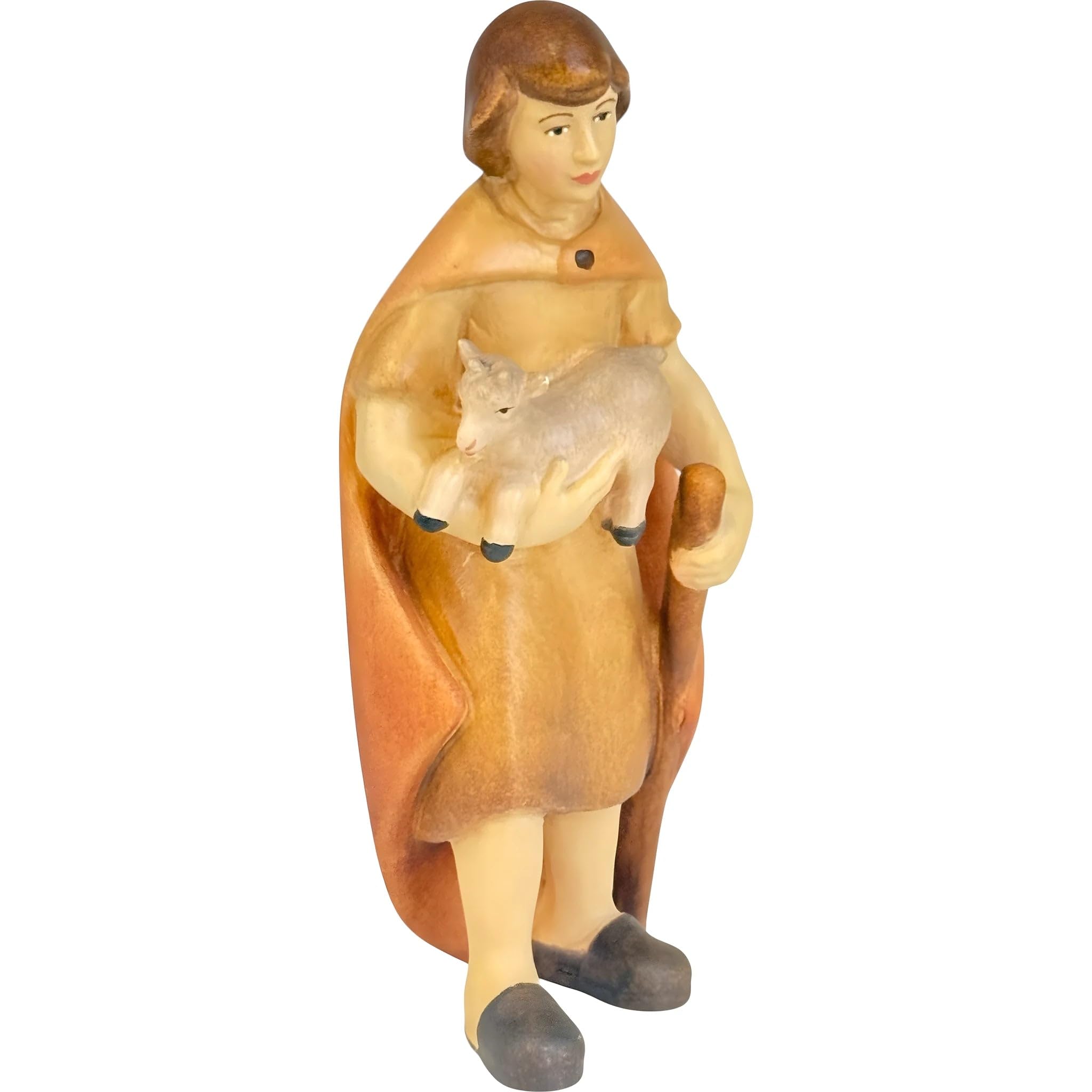 Dolfi figurka pasterska z kozą do szopki 10 cm | Ręcznie barwione drewno w Val Gardena | Figurka szopki
