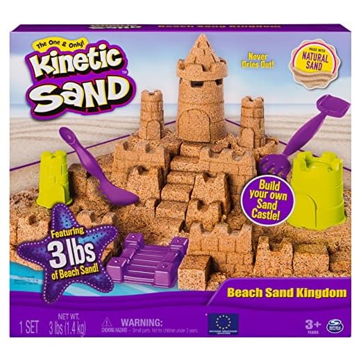 Kinetic Sand Beach Sand Kingdom Playset with 3lbs of Beach Sand, for Ages 3 and Up