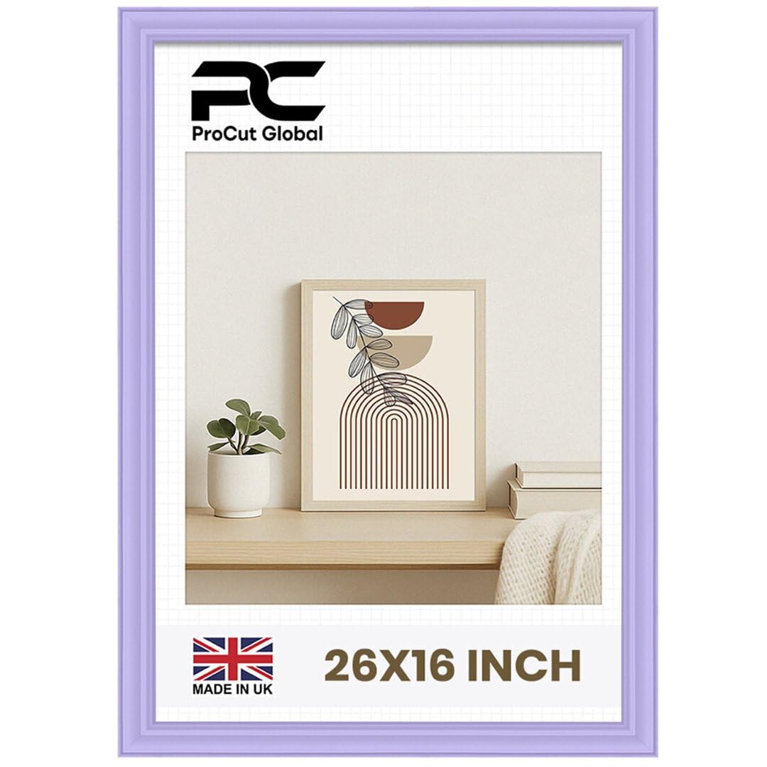 Procut Global 26x16 Purple Picture Frames - Classic Wooden Photo Frame with Shatterproof Perspex for Wall or Tabletop - Perfect for Posters, Certificates & Prints - Sizes & Colors Available