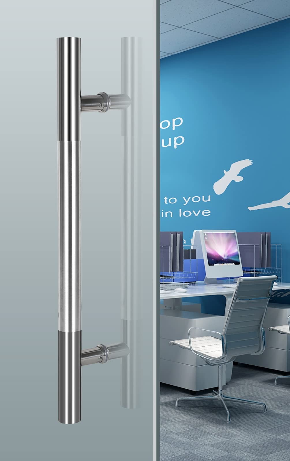 Maniglia Porta Set Push-pull Moderno Della Maniglia Della Porta, Maniglie per Cancelli Esterne Interne in Acciaio Inossidabile con Viti e Utensile, per Ante in Legno/Vetro/Scorrevole/a Scomparsa