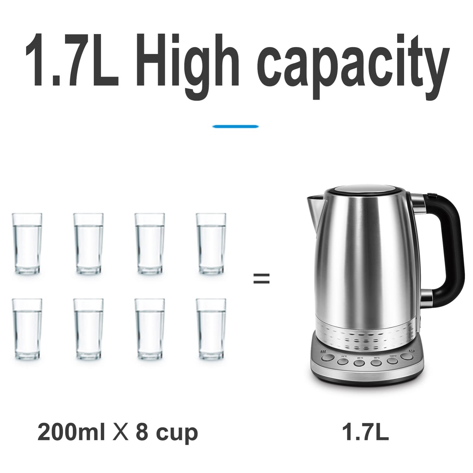 Bollitore Elettrico Da 1,7 Litri Bollitore Elettrico Intelligente Per La Preparazione Di Tè E Caffè Controllo Della Temperatura A Caldo Funzione Boil-Dry Protezione Boil-Dry Bollitore Elettrico A,A