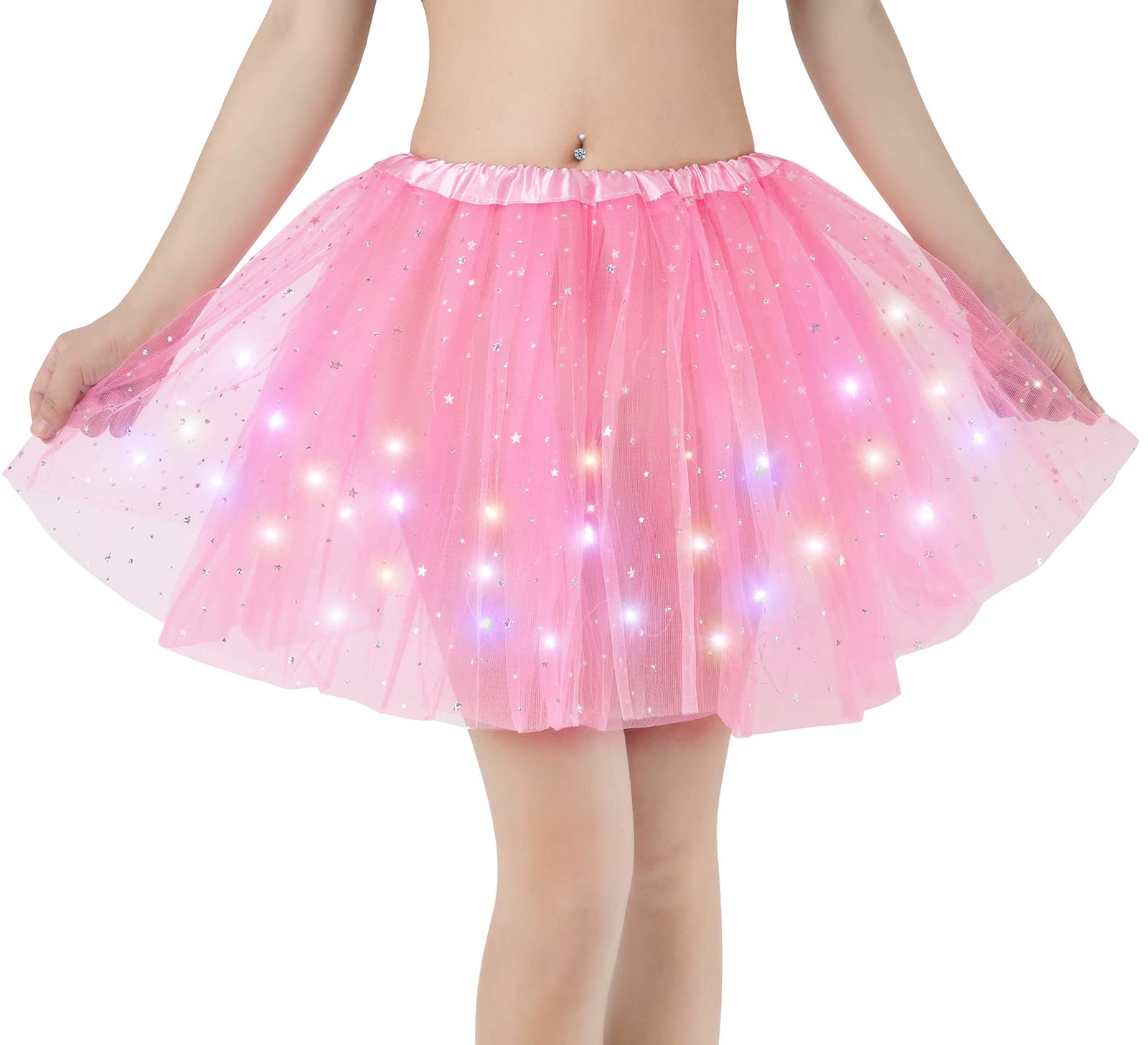 Kefiyis Tüllrock Damen LED Tütü Erwachsene Teenager Tutu Party Ballett Tanzen Fancy Dress Halloween Kostüm