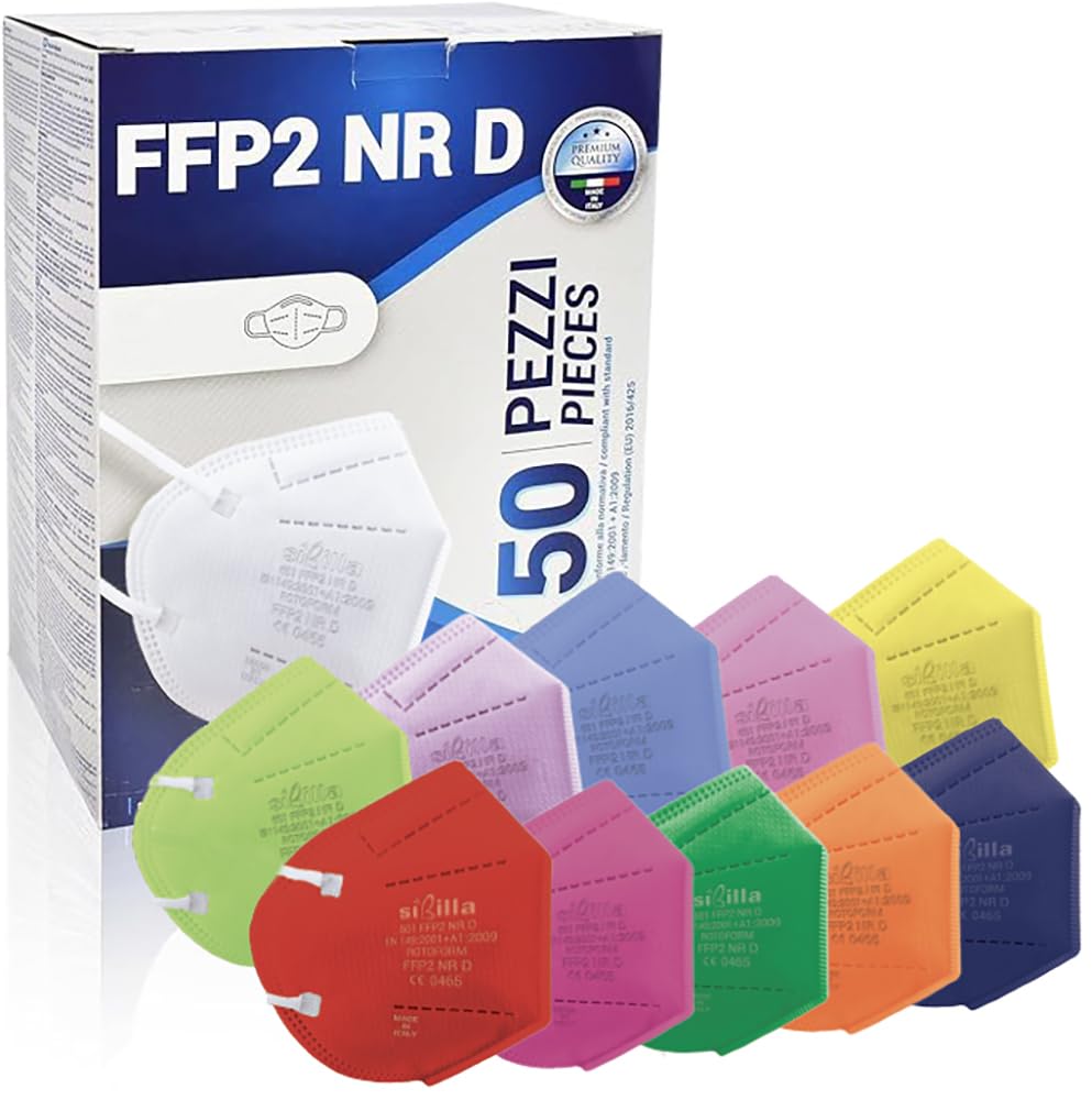 Rotoform FFP2 Masks, 5-Layer Protection FFP2 Mask Colourful FFP2 Mask CE2233, FFP2 Mask Colourful Adult EN 149:2001+A1:2009, Masks BFE ≥ 94%, FFP2 Half Mask Filters Pack of 50