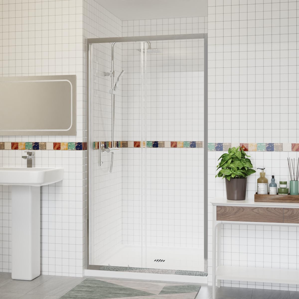 Aquariss Chrome 1100X1900mm Sliding Shower Enclosure