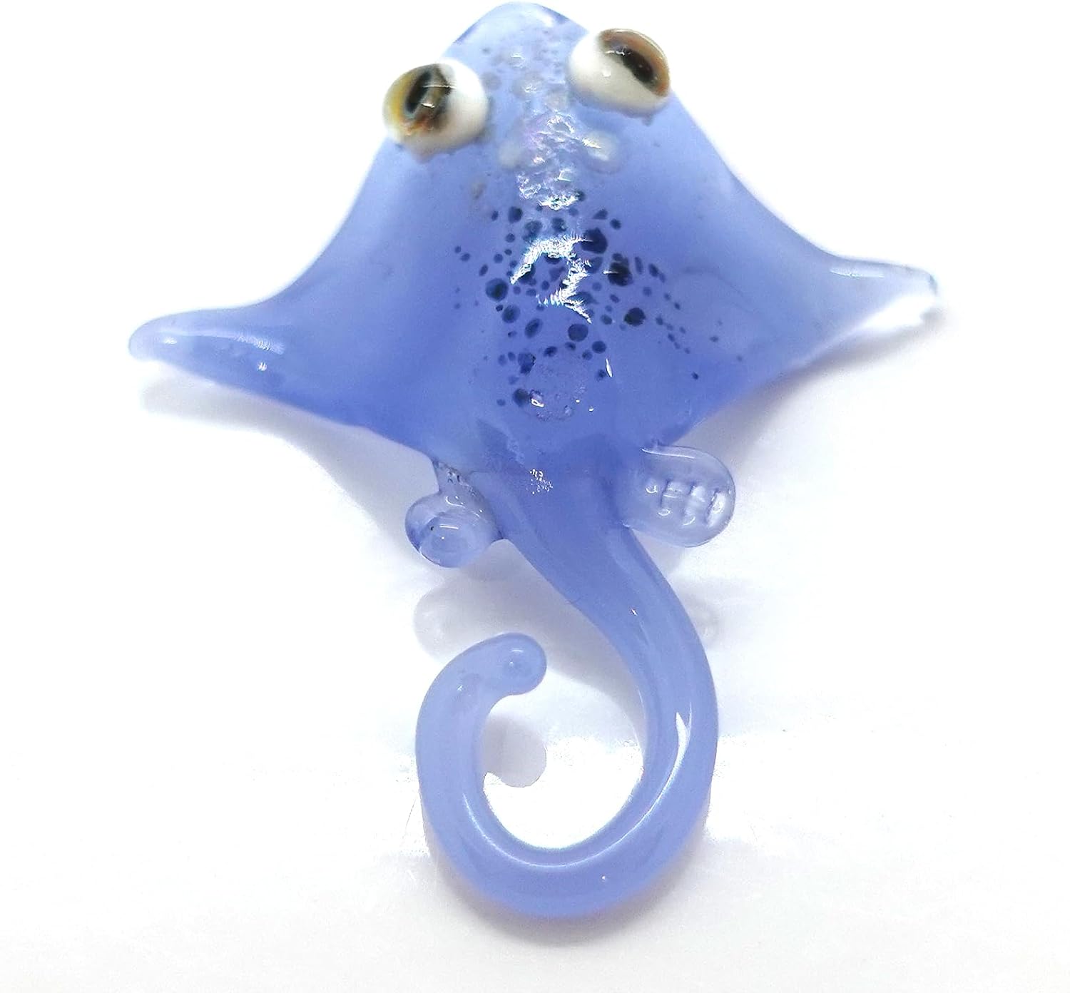 Manta Ray Tiny Miniature Glass Figurine – Handmade 1-Inch Blown Glass Animal – Cute Ocean Decor – Collectible Gift (Clear Blue) image 2