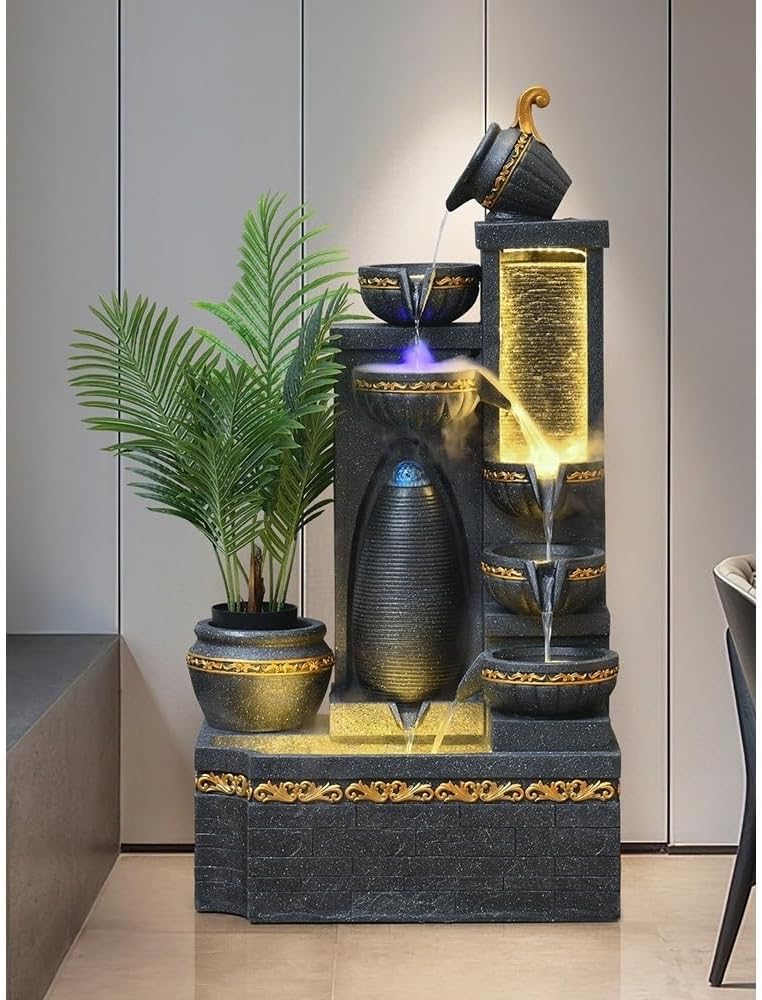 Outdoor Fountains Attracts Wealth Water Curtain Living Room Courtyard Water Scenery 146cm High European Style Light Luxury Flowing Ornament Garden Water Fountain