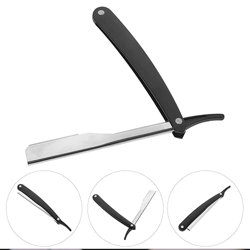 Miniatura 3 de FRCOLOR Maquinilla de afeitar recta para hombres Barbero de borde recto Maquinilla de afeitar manual de barba afeitadora de metal