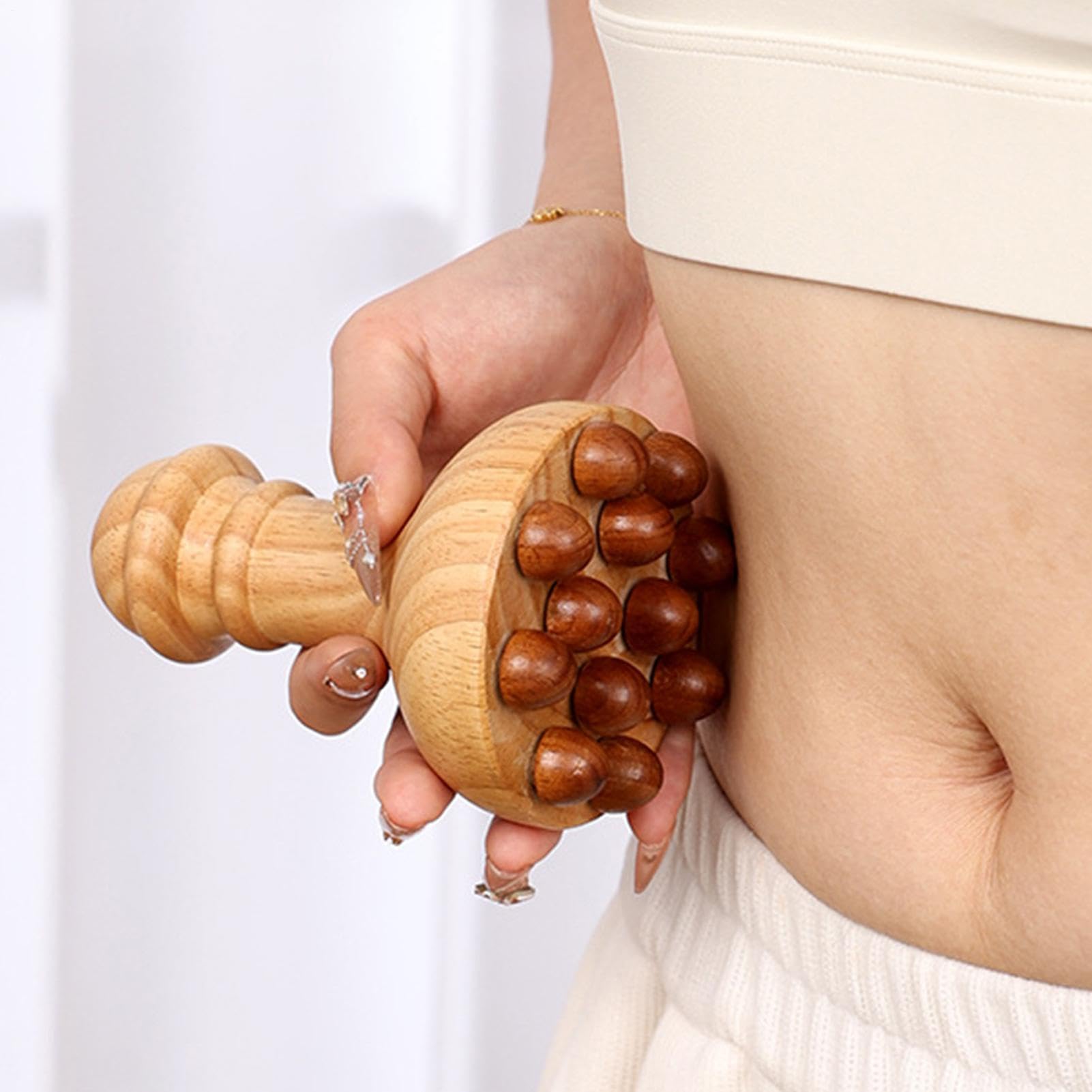 Meridian-Massagebürste für den Körper Holz-Handstimulator Mit 12 Kugeln