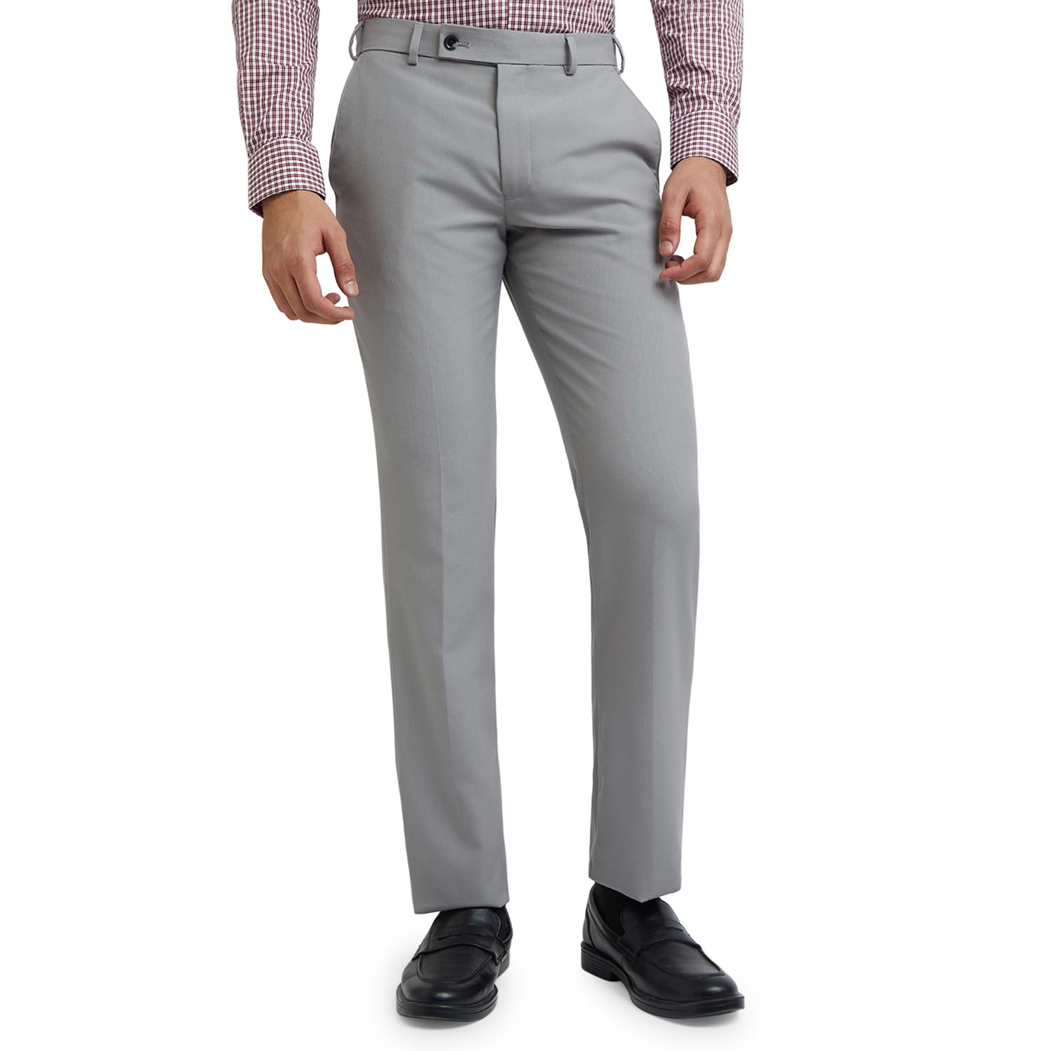 park avenue Men's Regular Fit Mid Rise Solid Pattern Poly Viscose Blend Flat Front Formal Trouser-picture-38