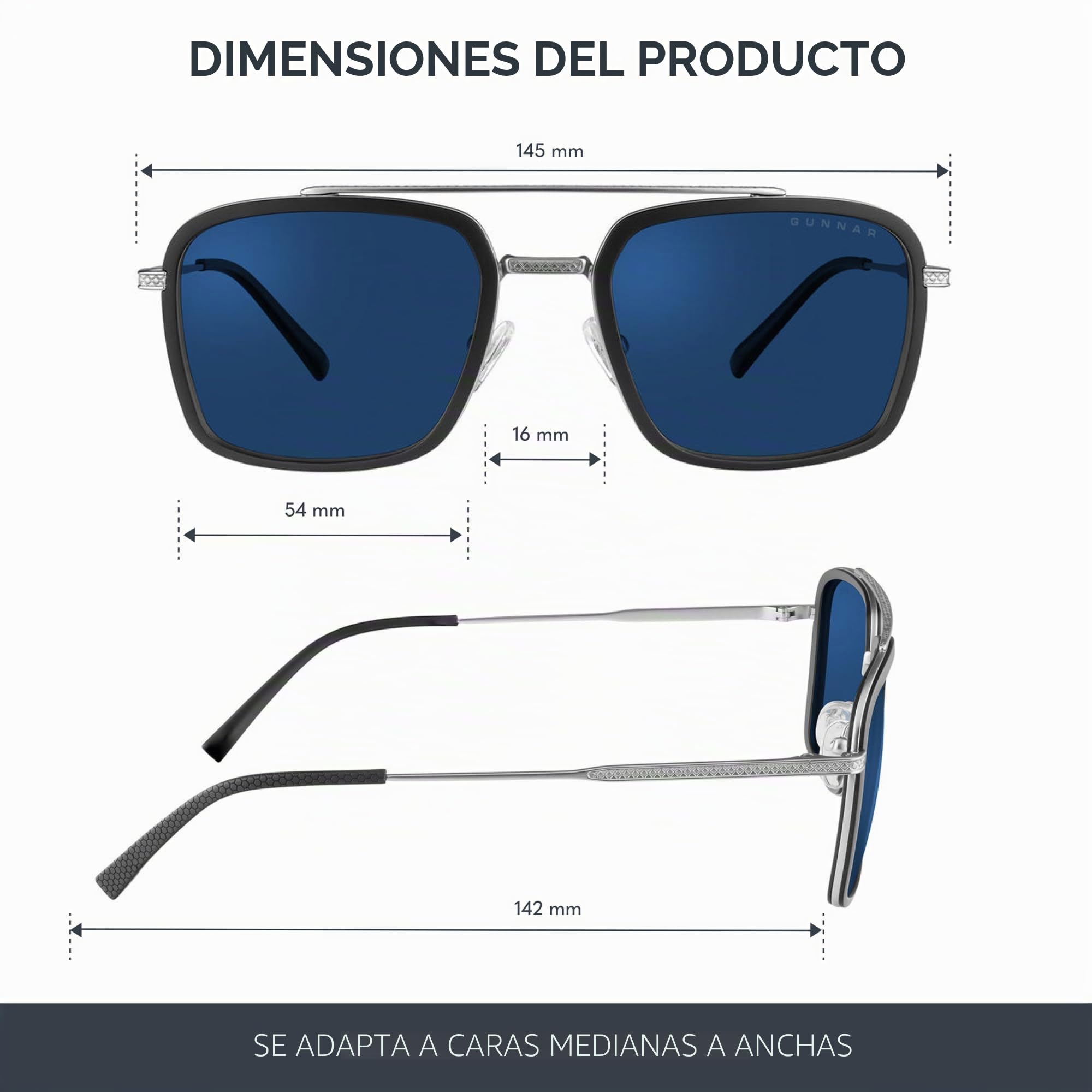 Gunnar Gafas luz azul - Barron - Acero inoxidable - Sun