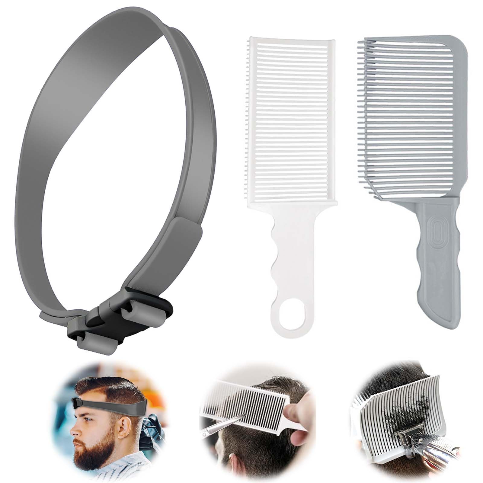 PAVIKE ヘアカットベルト+プロの理髪師カッティングコーム（3点セット）ヘアカットバンド ヘアカットガイド シェービング プロフェッショナル スタイリング バーバーコーム 組み合せ 散髪用品 散髪セット 簡単かつ迅速なトリム ツール 自宅、ヘアサロン用 初学者 使いやすい