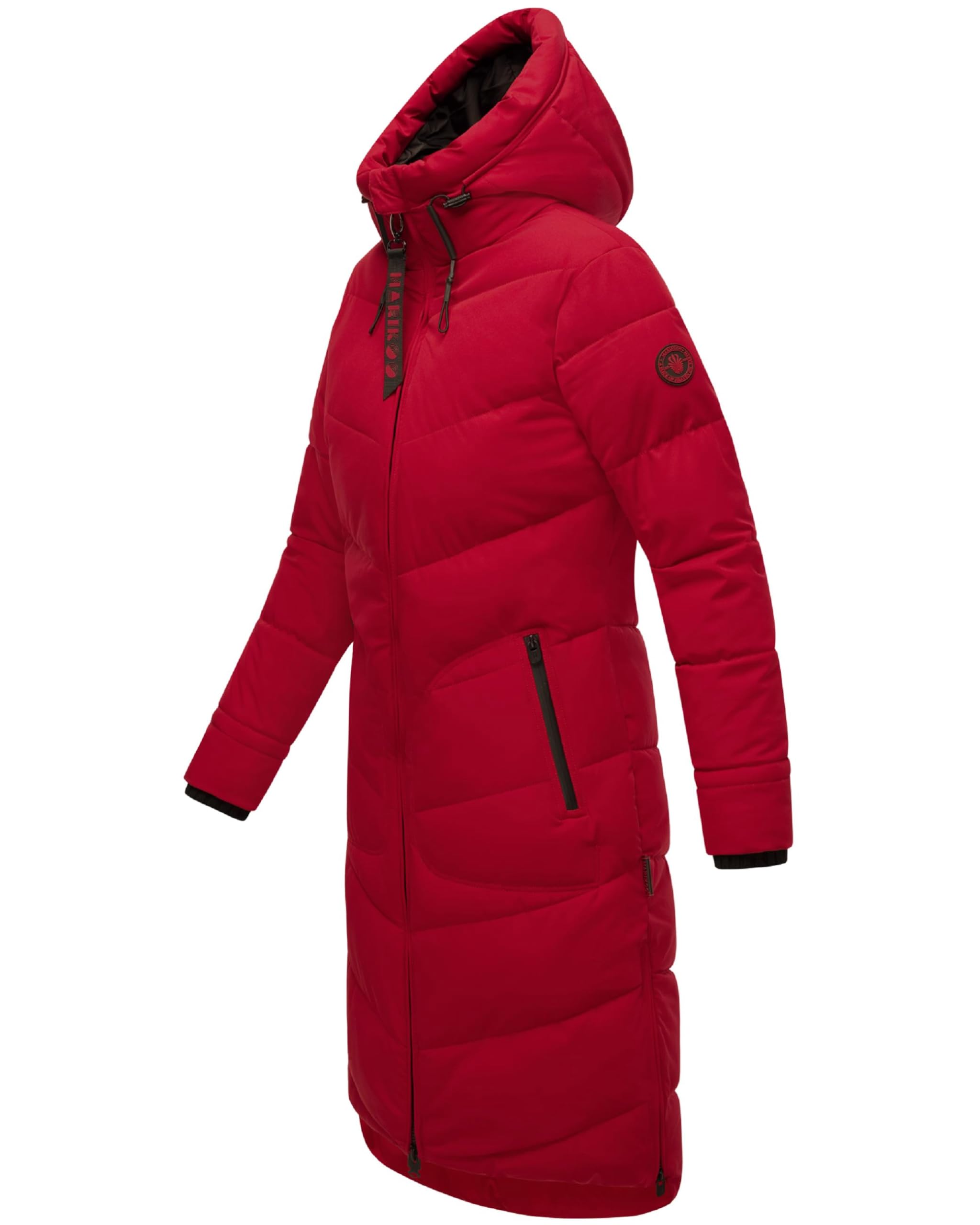 MARIKOO Damen langer Wintermantel Steppmantel mit Schlüsselanhänger Benikoo XS-5XL