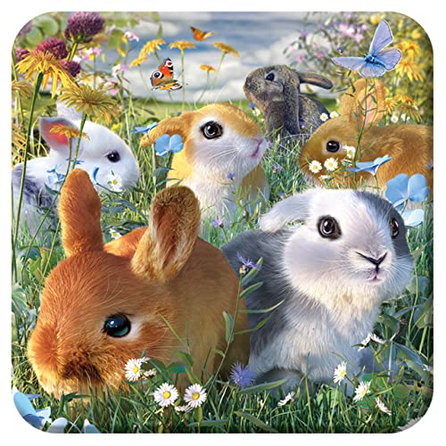 3D LiveLife sous Verre en Liège - Lapins de Deluxebase. Dessous de Verre lenticulaire 3D Lapins. Antidérapant avec Illustrations Originales sous Licence de L'Artiste renommé David Penfound