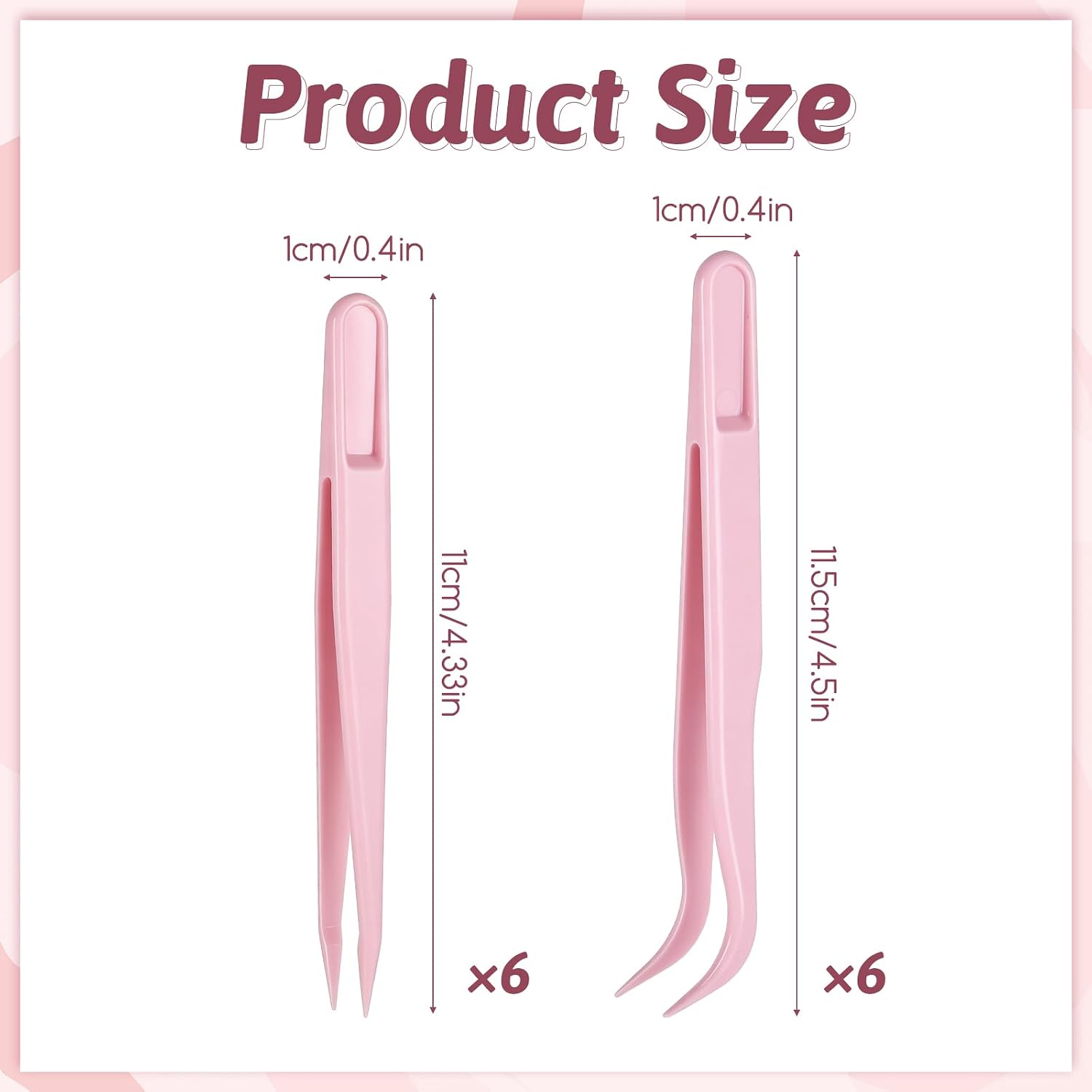 Zelphvt 12 PCS Plastic Tweezers for Crafts 4.5 Inch Bent and Straight Tweezers for Crafting Beads Tweezer for DIY Jewelry Making Crafts Handmade Beading Project Picking and Placing Beads Pink