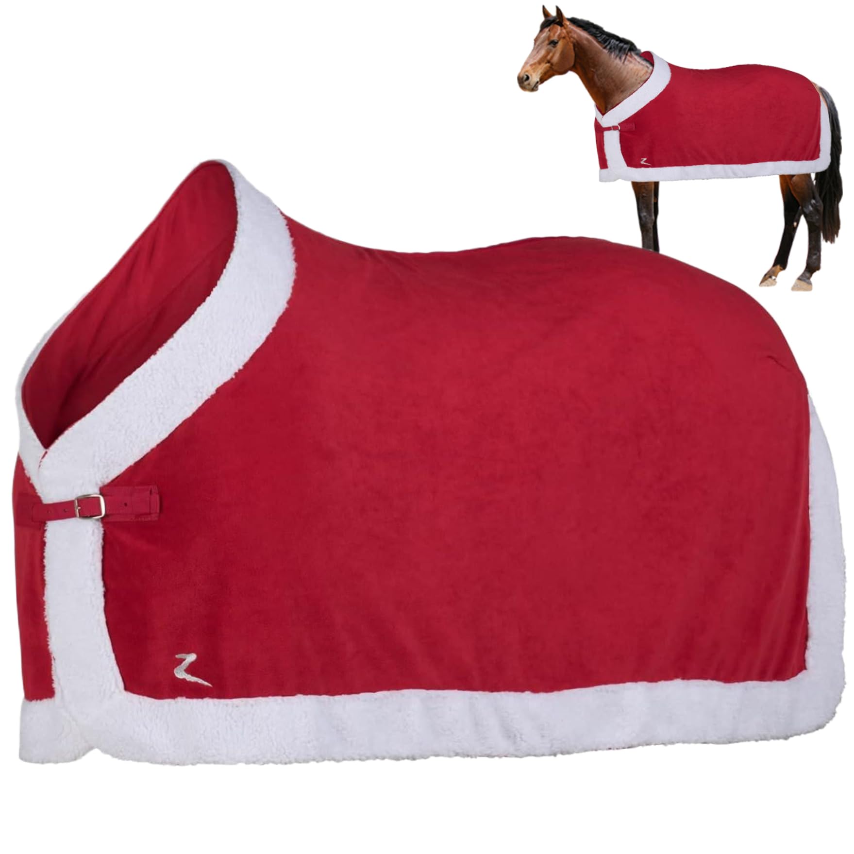 Manta de Caballos de Navidad, Suave vellón de Invierno, Mantas de Caballo cálido, Hojas de Caballos Rojos de Navidad para decoración de Caballos de Navidad