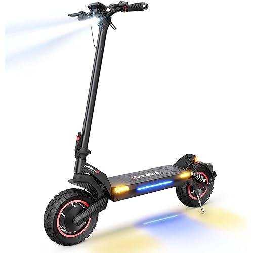 iScooter Electric Scooter, 28/38 MPH Top Speed E Scooter & 40/43/50 Miles Long Range, 10/11/12" Offroad Pneumatic Tire Scooter for Adults with Turn Signals, Double Braking Systems, APP and Storage Bag