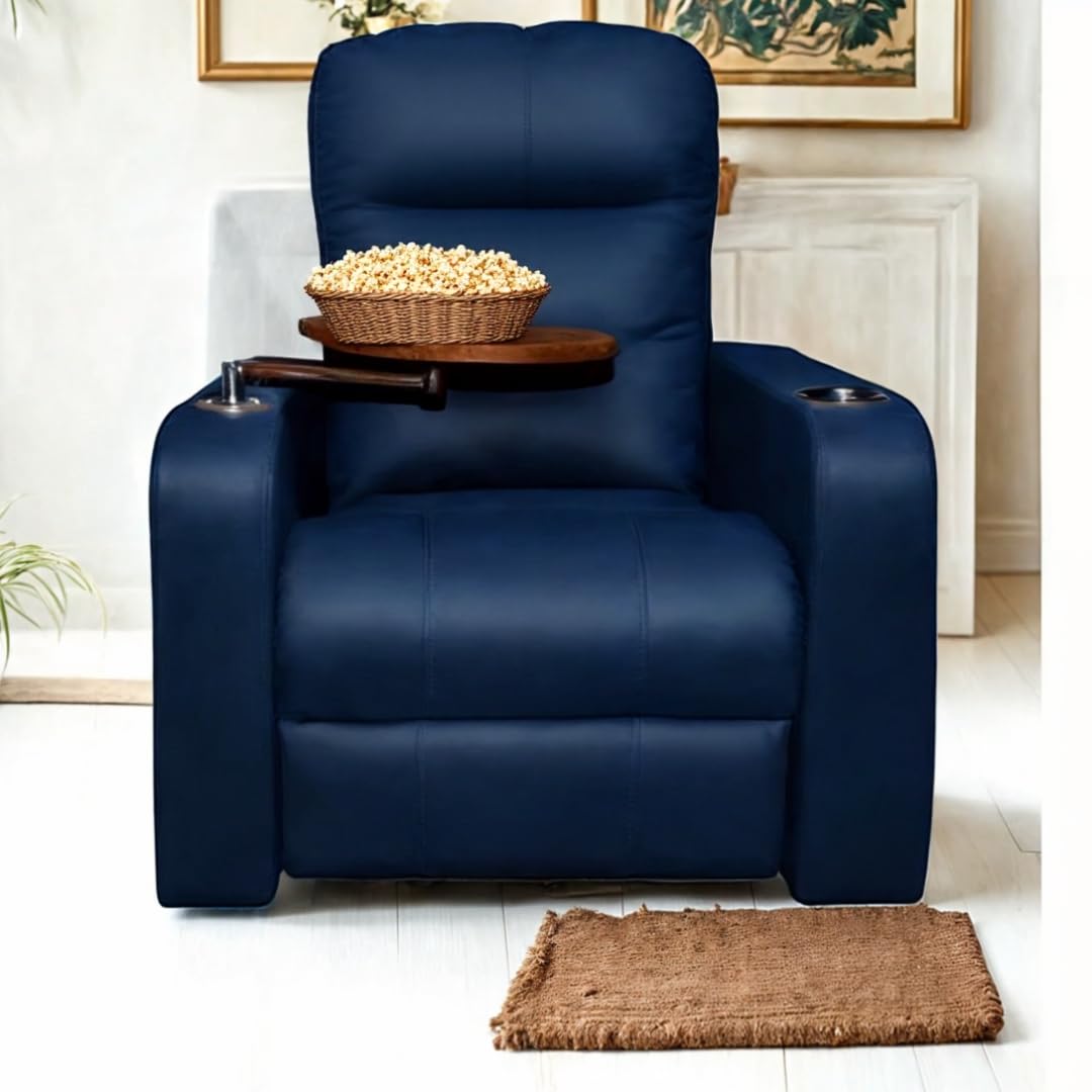 Lofty Dreams 5-Year Warranty That Covers All Parts Recliner Sofa 1 Seater – Ergonomic High-Back, Neck & Lumbar Support, Cup Holders, Swivel Table, USB Port, Faux Leather