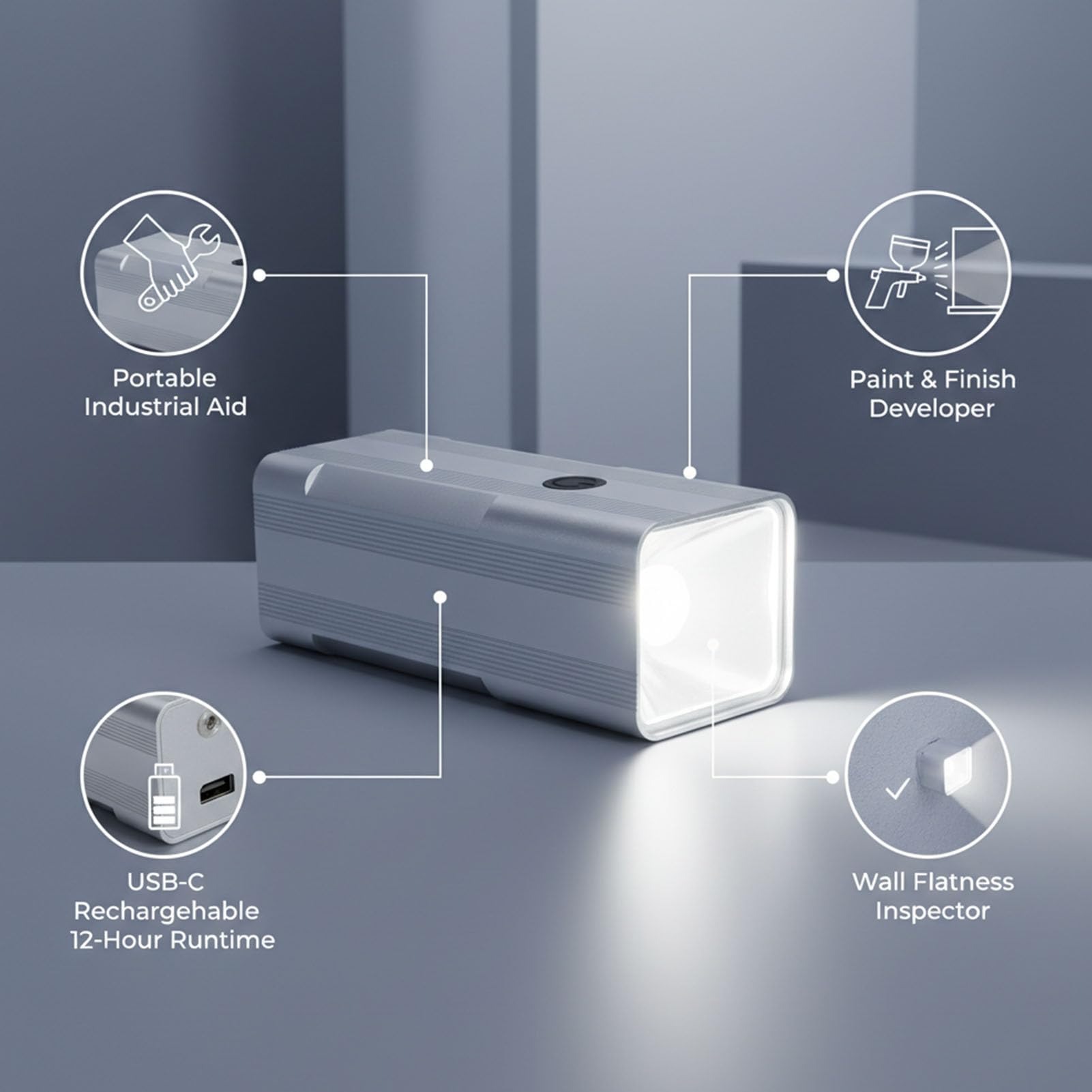 LED Inspektionsleuchte, 650LM 9W USB C 5200mAh Schnellladung,