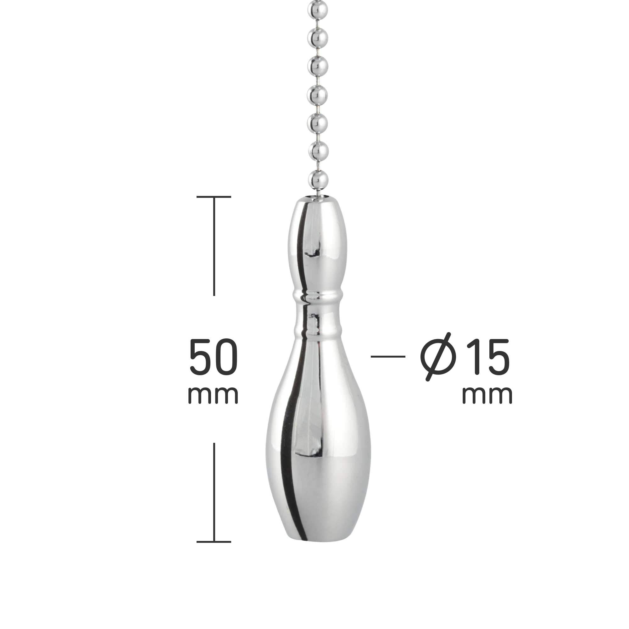Lampen-Zugschnur, Kette, Chromsilber, verschiedene Designs erhältlich Bowling Pin