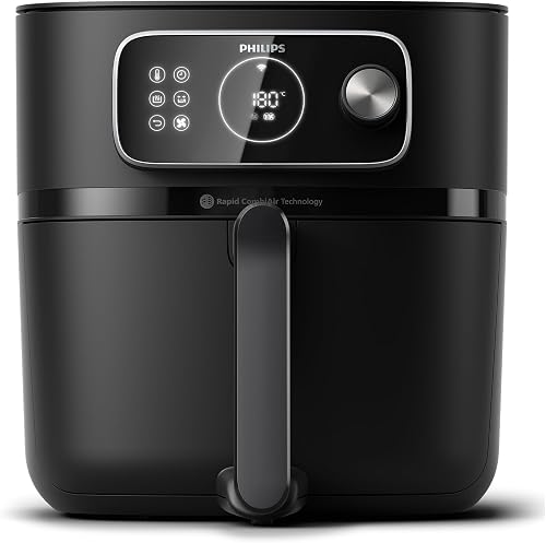 Philips Airfryer Combi Série 7000 - Air Fryer 8.3L, 22-en-1, connecté, Technologie RapidAir, jusqu'à 90% de matières grasses en moins, Application HomeID, coloris Noir (HD9876/90) - 1
