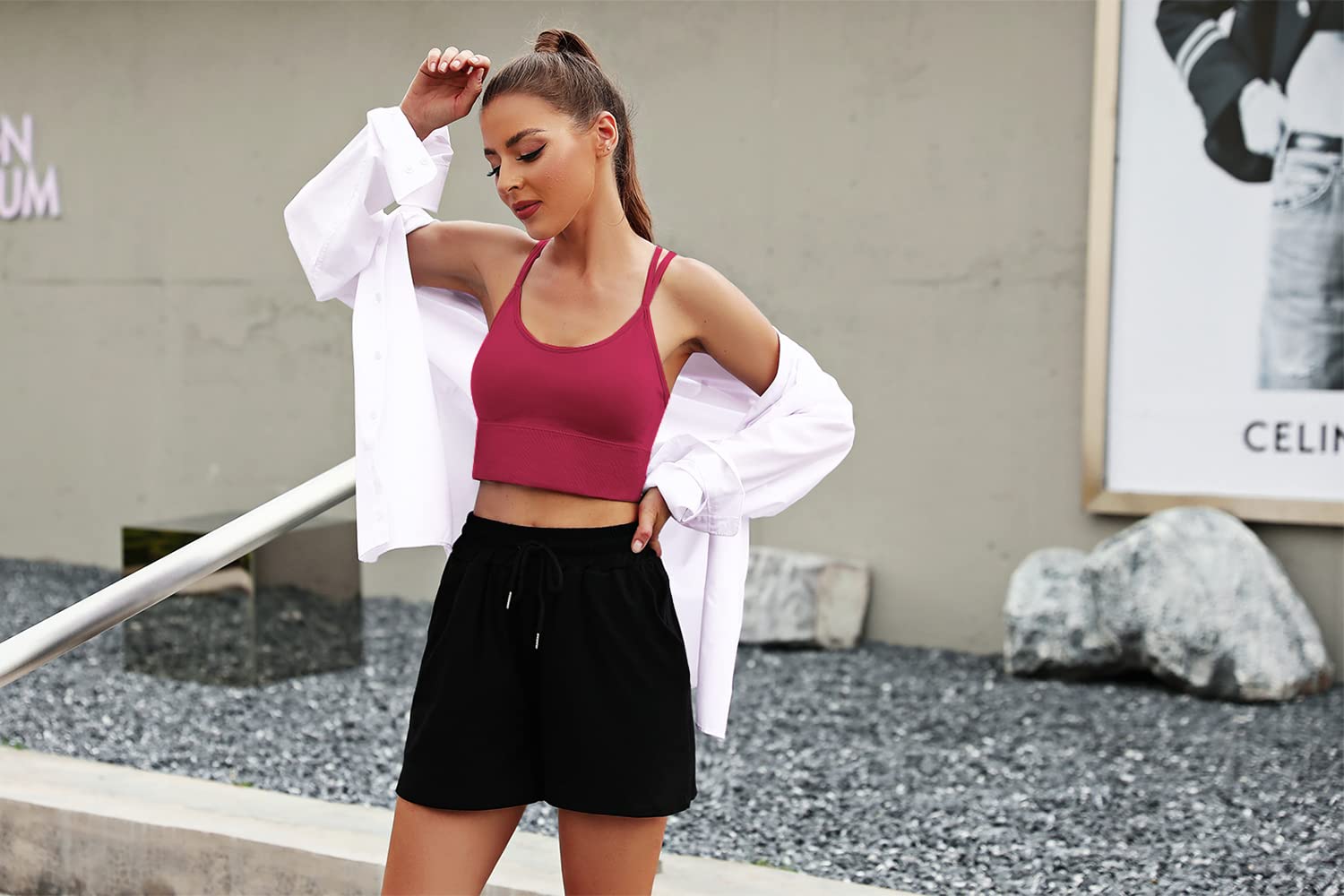 Sykooria Reggiseno Sportivo Donna Top Reggiseno Donna Senza Ferretto con Imbottito Top Donna Fitness Supporto Bustino per Yoga Running S-XL