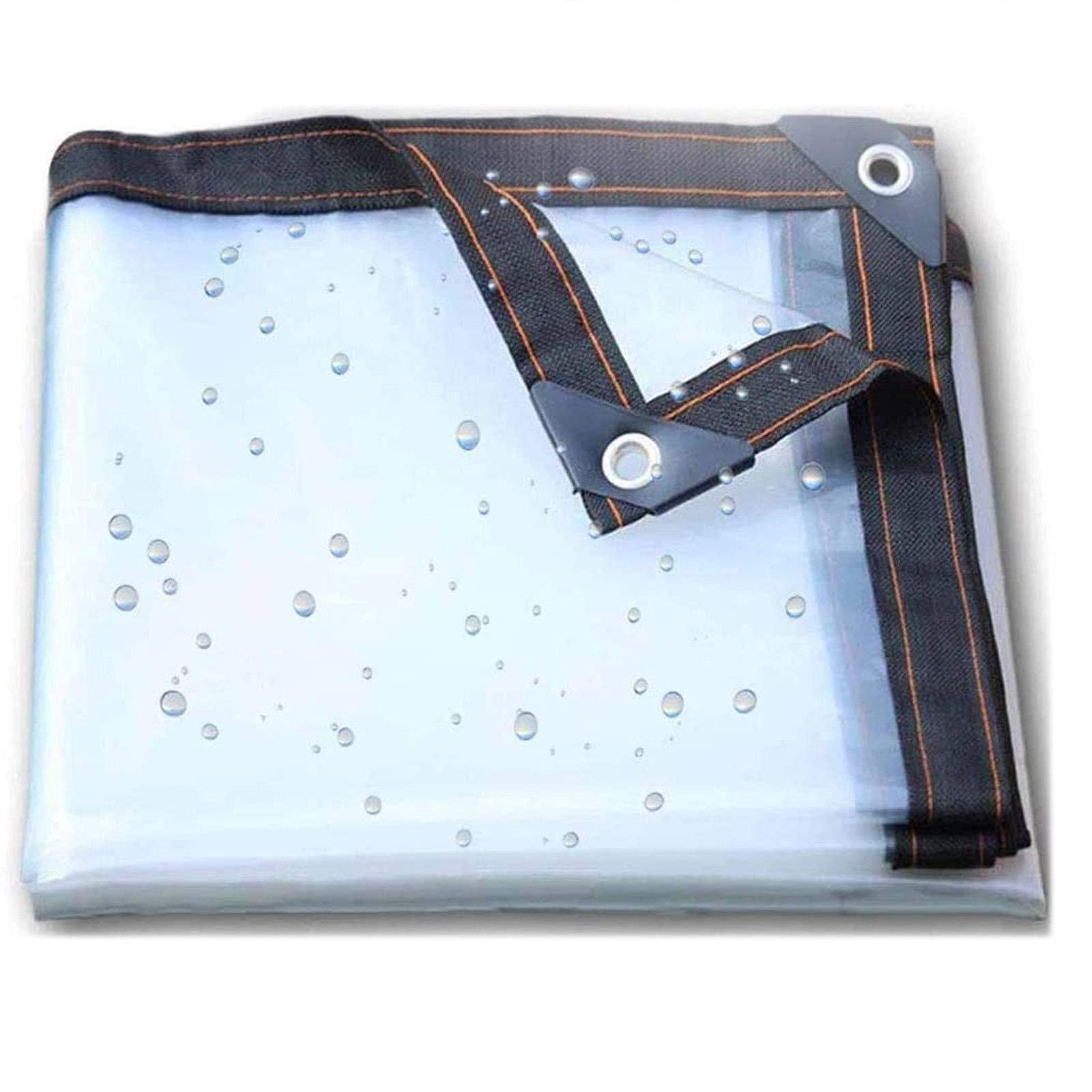 GJZQDKX Heavy Duty Transparent Tarp 5x8m Waterproof Clear Tarpaulin Cover with Grommets Windproof &Ideal for Patio Outdoor Camping and Construction Use.