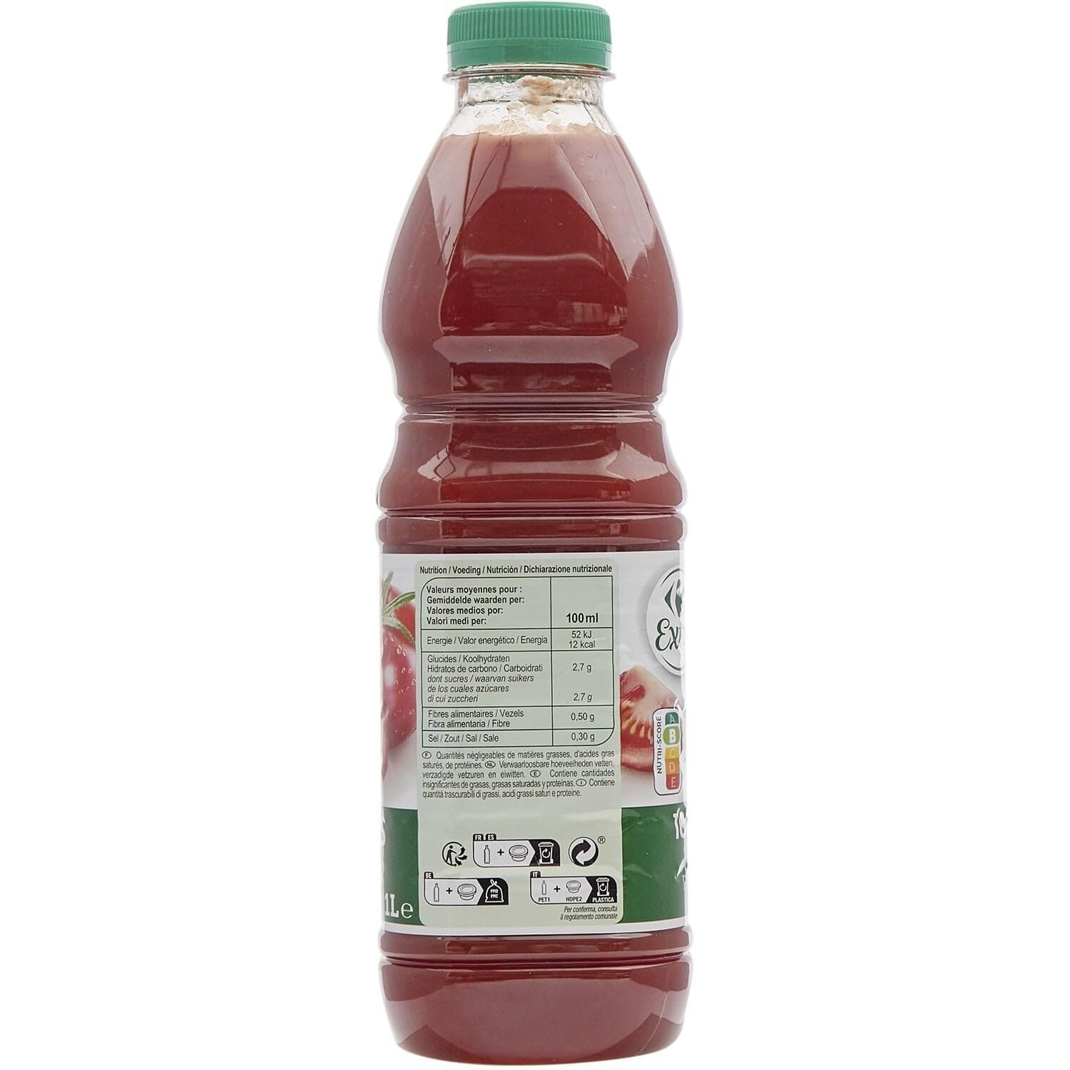 Savourez un jus de tomate 100% pur jus prêt à déguster avec CARREFOUR EXTRA, bouteille de 1L - Lot de 4