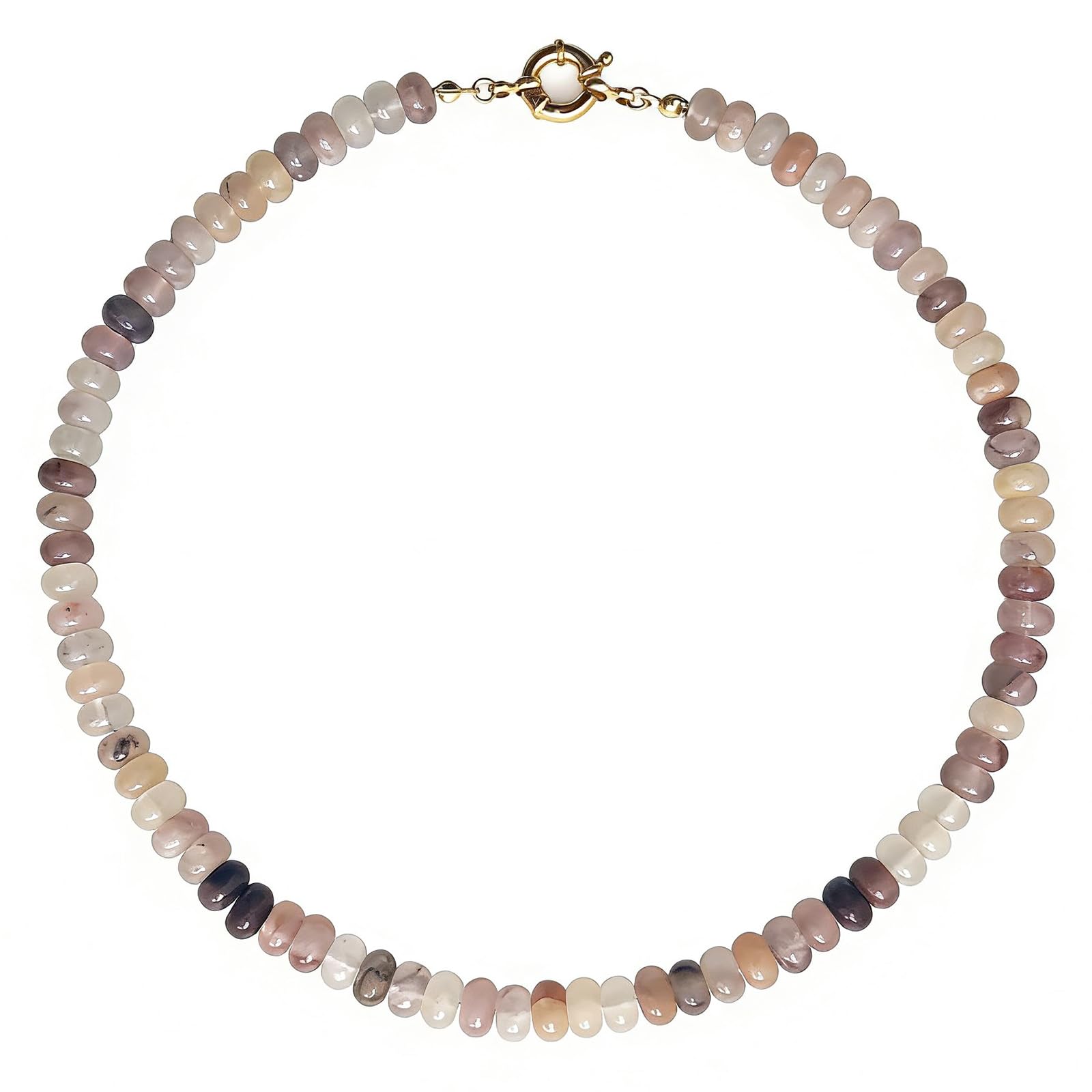 Collana da donna con pietre preziose, colore puro, stile bohémien, choker in pietra naturale, da surfista, con perle arcobaleno placcato oro 18 carati, gioielli fai da te fatti a mano
