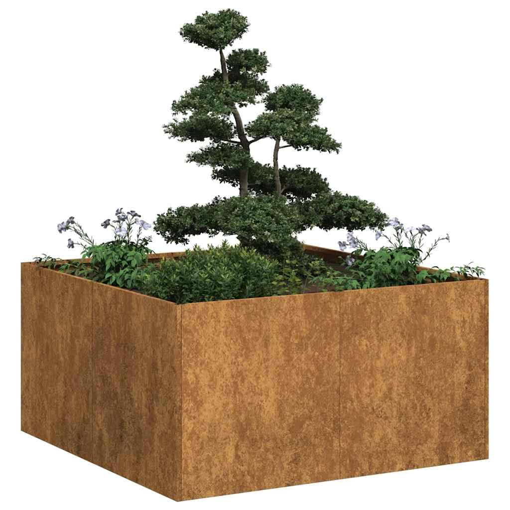 Vidaxl (Weathering Steel, 80 X 80 X 40 Cm) Planter Outdoor Flower Pot Garden Raised Bed Patio Plant Pot Steel