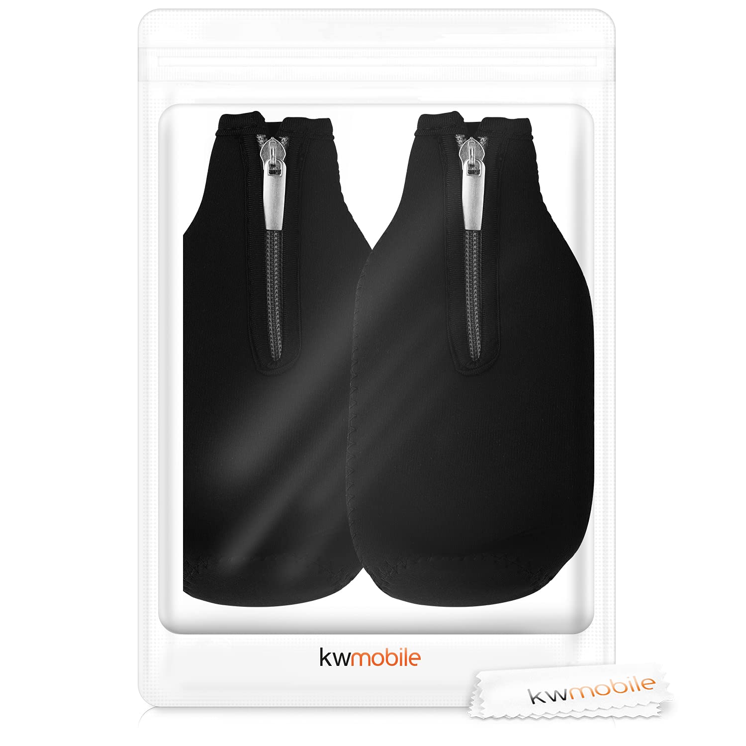 kwmobile 2x Rafraîchisseur de Bouteille Compatible avec Bouteille 330-500ml - Lot de Refroidisseurs Bouteilles Verres Bière Vin Soda - noir-bleu
