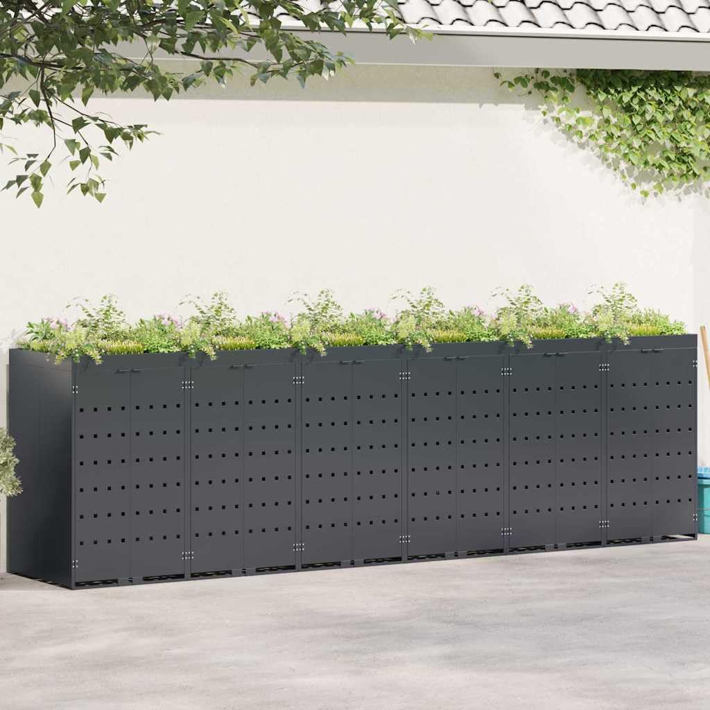 Genérico Almacenamiento de Cubos Wheelie para 6 Cubos Antracita,Casa y jardín,Productos del hogar,Accesorios para contenedores de residuos,Soportes para contenedores de residuos-3394747