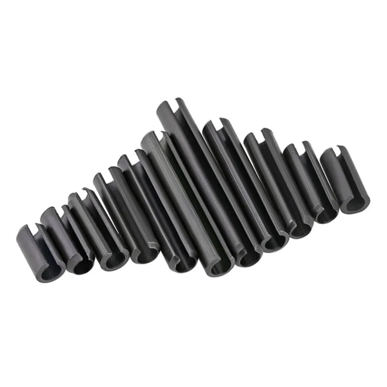 Dzielony sworzeń sprężynowy z czarną stalą węglową | Czarny M2,5x(5-20)mm 20/50/100/300 szt.: Do montażu maszyn oraz mocowania śrub i kołków.(M2.5x16mm-20pcs)